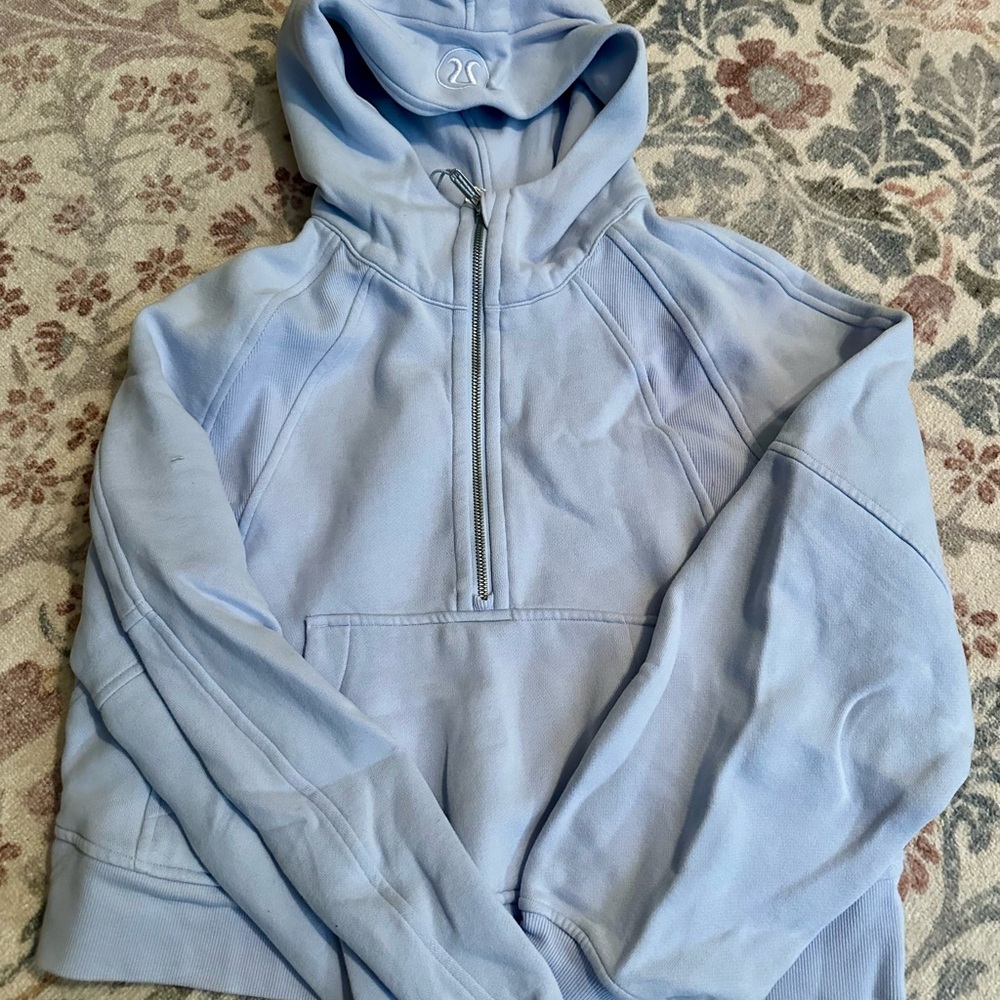 lululemon light purple cropped scuba half zip